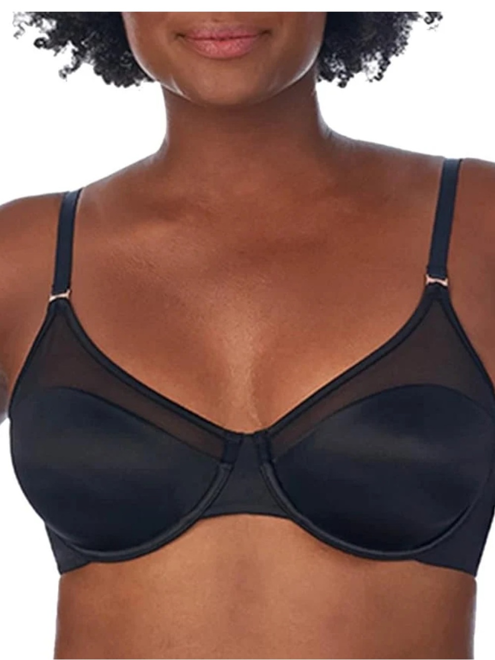 Le Mystere Black Underwire Bra with Sheer Mesh Trim